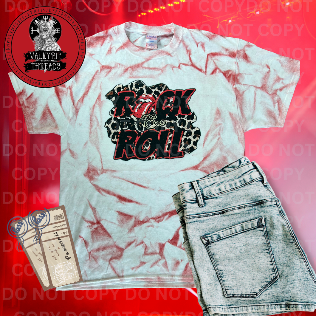 Rock & Roll Red  Scrunch Bleached Line Tee