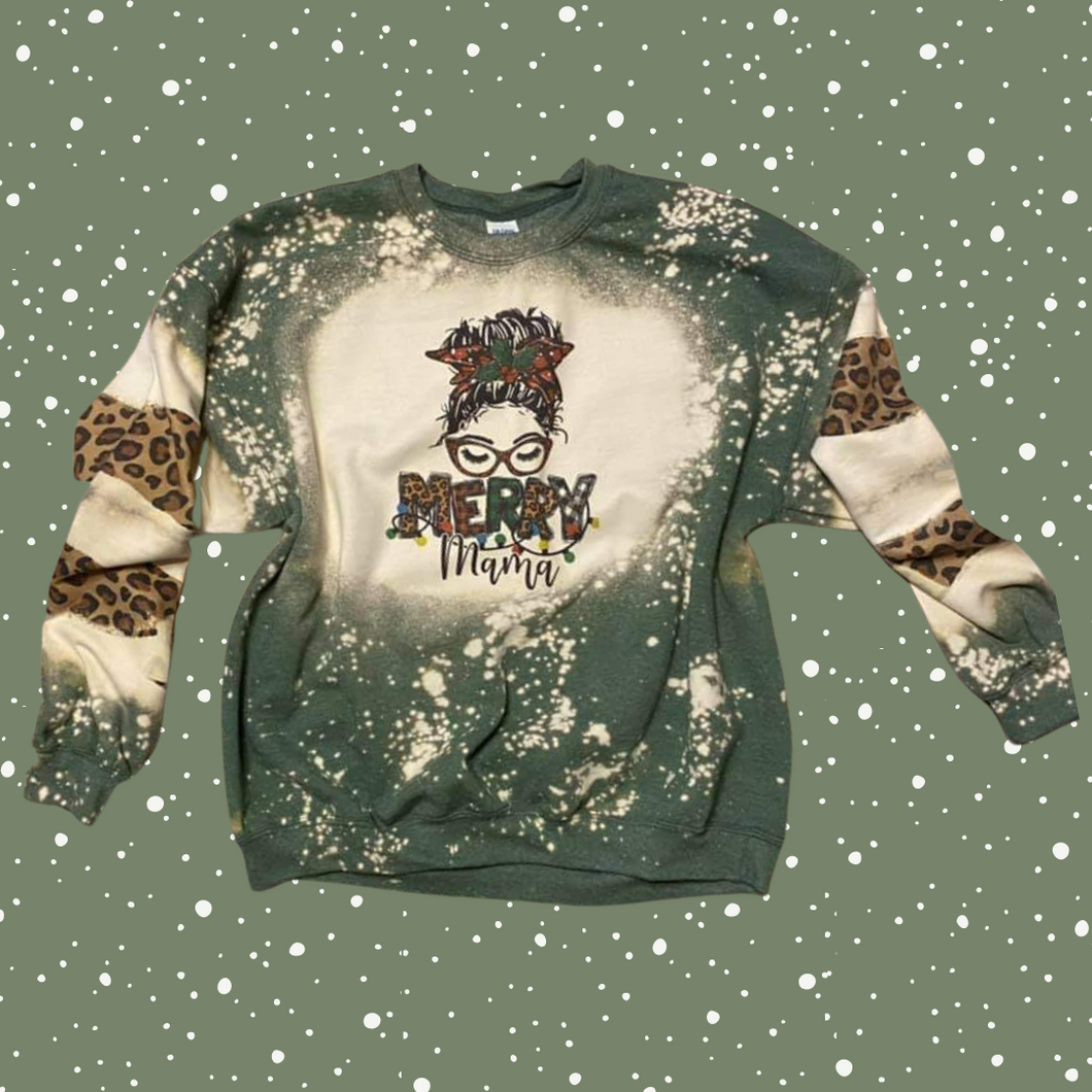 Merry MAMA Christmas Bleached Sweatshirt