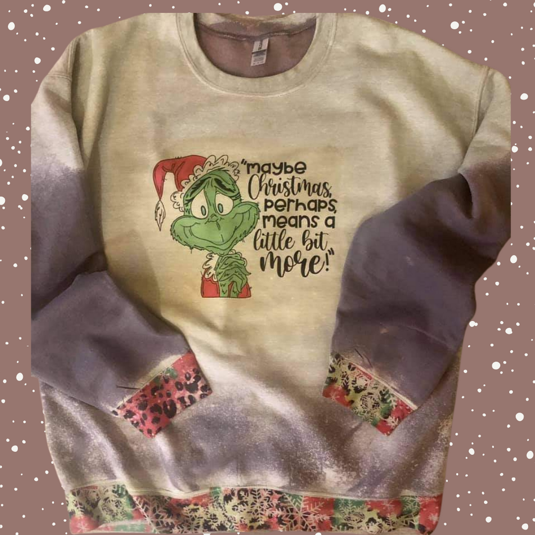 Grinch Christmas Bleached Sweatshirt